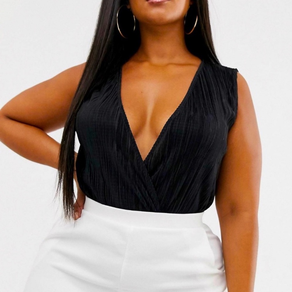 Wrap front black body suit - Picture 1 of 9